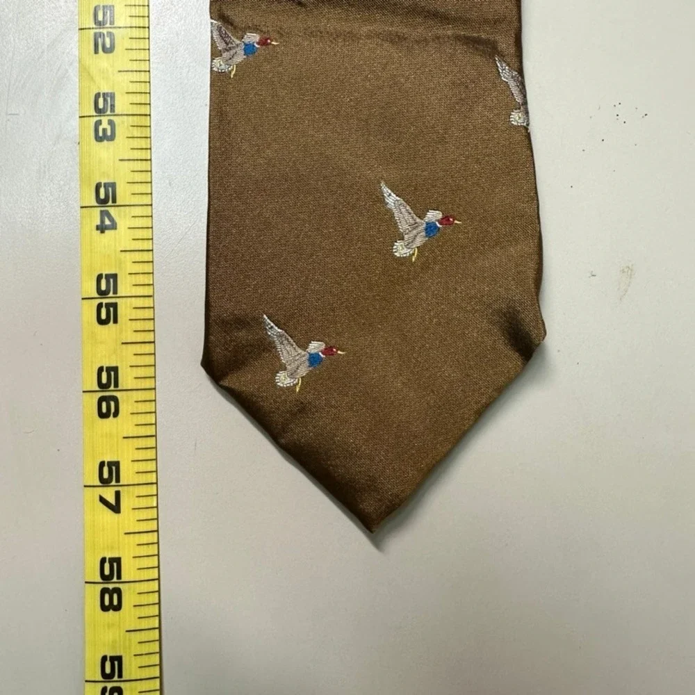 Allen Edmonds Johns Collection Silk Tie Brown Mallard Duck Pheasant Bird Germany